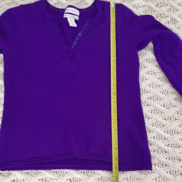 Vintage style Ellen Tracy 100٪ Extra Fine Merino Wool Purple Knit Sweater - Picture 11 of 14